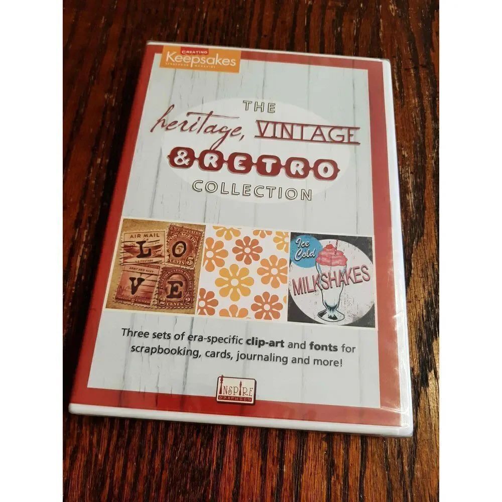 New Creating Keepsakes Heritage Vintage Retro Collection Font Clip Art Software